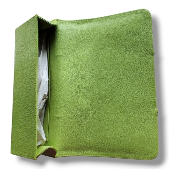 PERRIN PARIS L'ASYMETRIQUE Glove Clutch Green Calfskin Leather Clutch - Picture 15 of 17